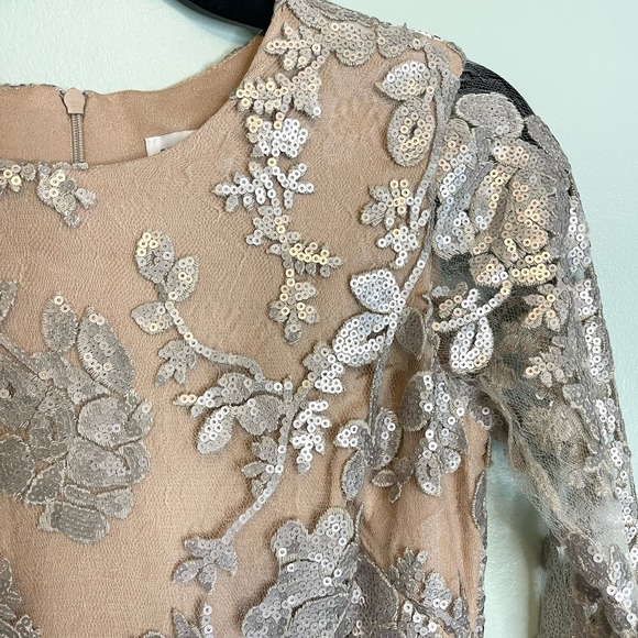 Dress The Population Women's Lace Floral Sequin Long Sleeve Formal Dress Size XS - Picture 12 of 15